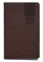 Burgundy faux leather mini address book with debossed cover motif