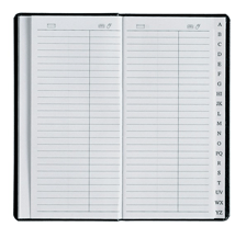 mini address book with stepped tab pages